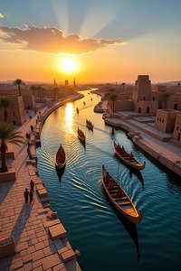  Golden Sunset Over the Ancient Canal