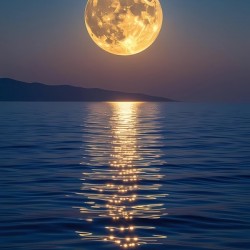 Golden Moonrise Over the Sea