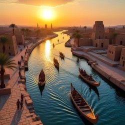 Golden Sunset Over the Ancient Canal