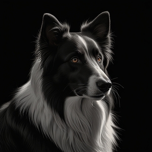 Default line pencil drawing boder collie silhouet