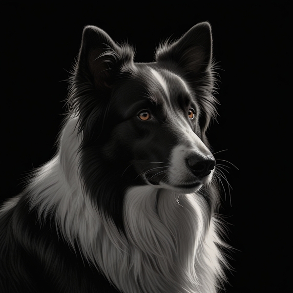 Default line pencil drawing boder collie silhouet Print