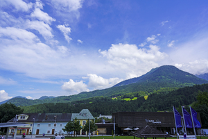 The Alpen Congress Hall in Berchtesgaden Germany in the Bavarian Alps with the Eagle Nest on Kehlstein Mountain
