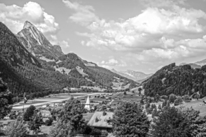 BW Beautiful Day in the Saanen Valley in Switzerland