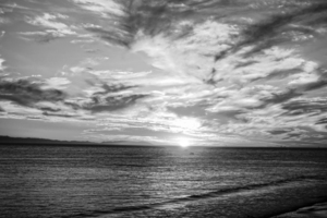 BW Beautiful Sunset over Catalina Island in Newport Beach California