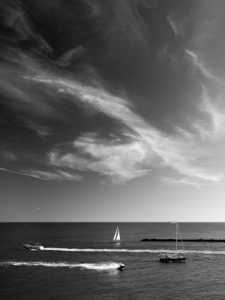 BW Criss Cross 2 of 3 PORTRAIT   Boats and Beautiful Skies Singer Island West Palm Beach Florida