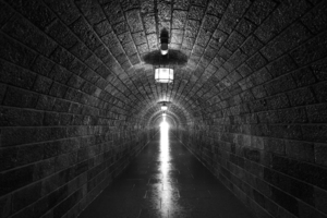 BW In the Tunnel under the Eagle Nest inside Kehlstein Mountain in Bavaria Germany