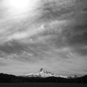 BW Mount Hood in Painted Skies - Square