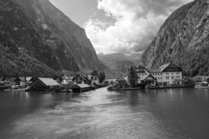 BW Shadows Play in the Light All Around Lahn Hallstatt Austria