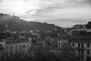 BW Summer Sunset over Lucerne Switzerland