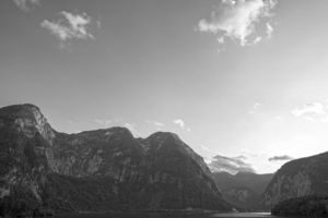 BW The Sun Sets over Hallstatt in the Upper Austria Alps