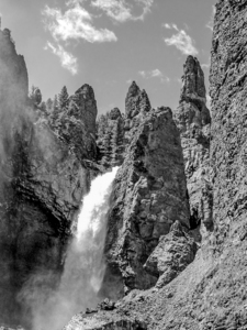 BW Vintage Tower Fall at Yellowstone National Park Wyoming 