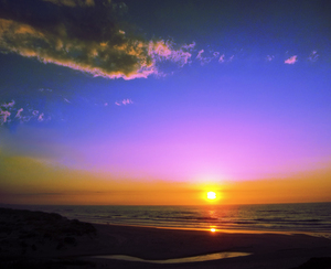Sunset over the Atlantic in Portugal on the Algarve Coast