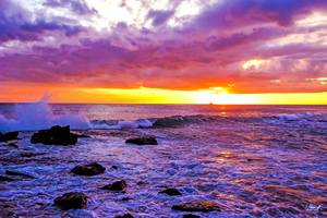 Forever Golden at the Sunset - The Hawaii Sunset Collection Limited Edition Rare from Original Oil Painting on Canvas With Signature