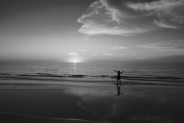 BW Dance by the Seashore Soothing Fall Sunset  Print