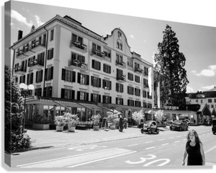 BW In Interlaken On the Road in Switzerland   William Robert Stanek   Rare Limited Edition  Canvas Print