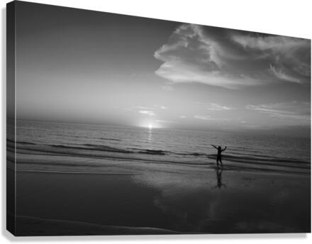 BW Dance by the Seashore Soothing Fall Sunset  Canvas Print