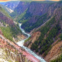 Grand Canyon of Yellowstone in the Waning Light of Day - Yellowstone National Park at Sunset