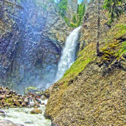 Vintage Mighty Tower Fall at Yellowstone National Park Wyoming