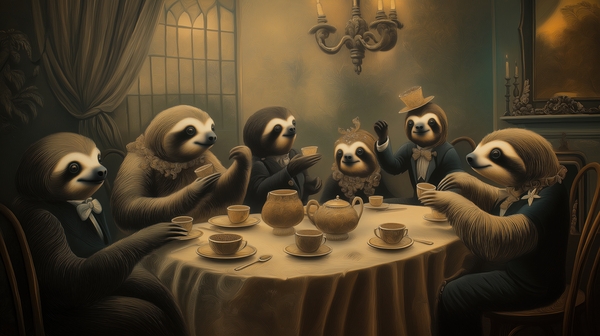  Sloth Tea Party Print