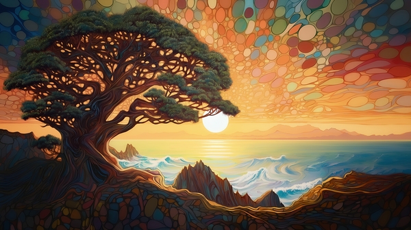 Gnarly Tree on the Cliffs Print