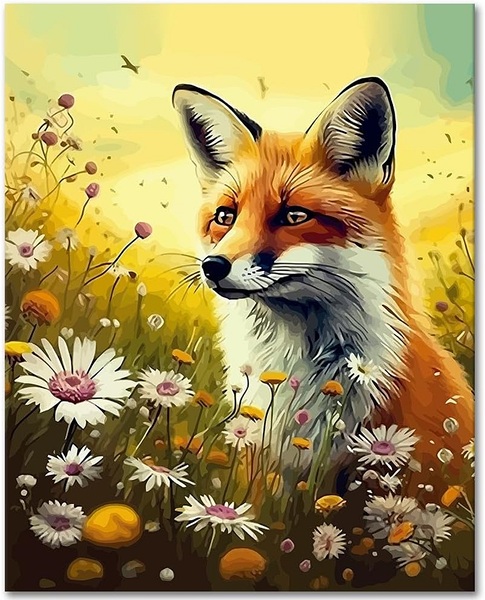 Flower Fox Paint by Numbers Kit for Adults Flowers Print