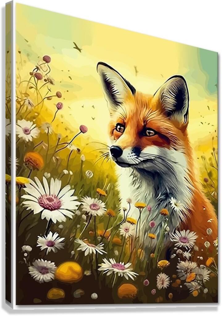 Flower Fox Paint by Numbers Kit for Adults Flowers Canvas Print