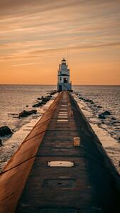 Lighthouse During Golden Hour. Manitowoc WI United States. 122880 x 69120 QHHD 4K Wallpaper