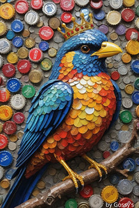 Majestic Bottle Cap Bird
