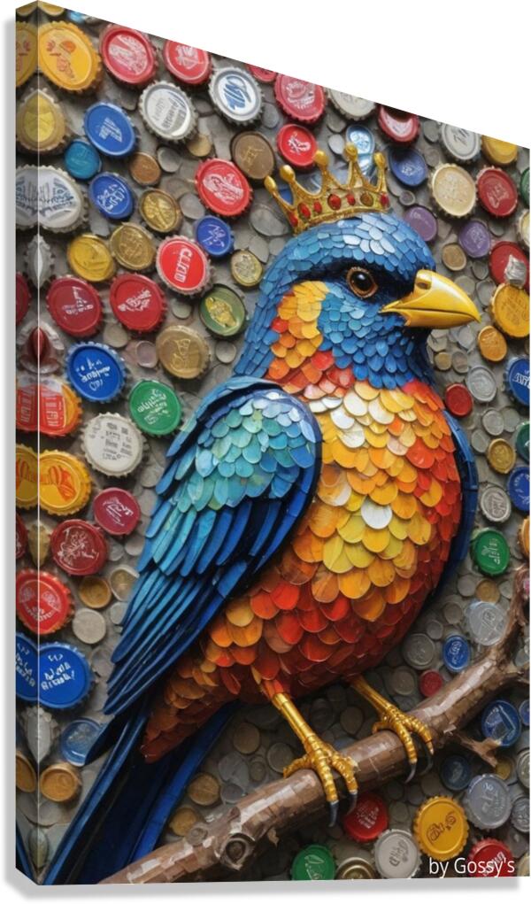 Majestic Bottle Cap Bird Canvas Print