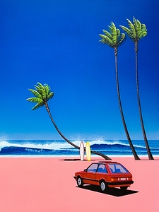 Hiroshi Nagai - Vaporwave Aesthetic Red Car