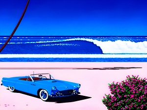 Hiroshi Nagai - Vaporwave Aesthetic Blue Car