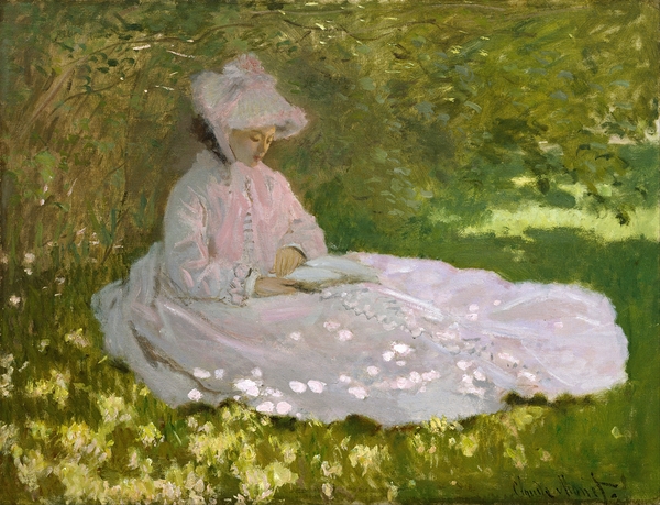 Claude Monet - Springtime The Reader . 1872  by Vivanne