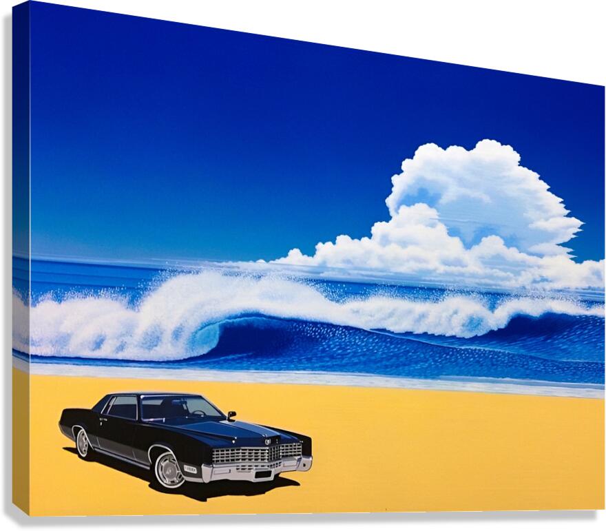 Hiroshi Nagai - Black Car Vaporwave Canvas Print