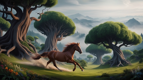  Le cheval au Cour des Fleurs by Hamid EL MASMOUDI