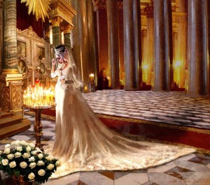 Portrait  Lady in the long White