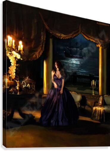 Portrait  Lady in darkblue Tourtuga island   Canvas Print