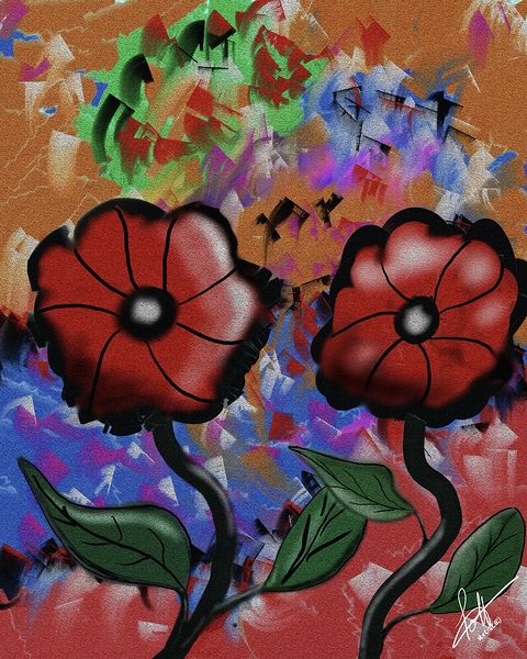 Deux Fleurs Rouges   -  Two Red Flowers by LoH artiste