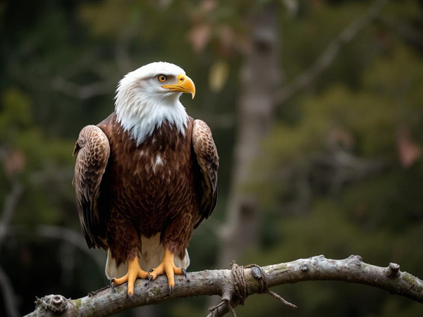Majestic bald eagle perched gracefully on a branch Print