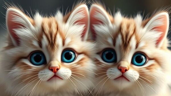  Two Enchanting Cats With Striking Blue eyes Print