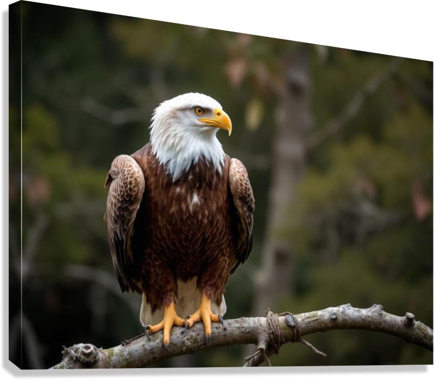 Majestic bald eagle perched gracefully on a branch Canvas Print