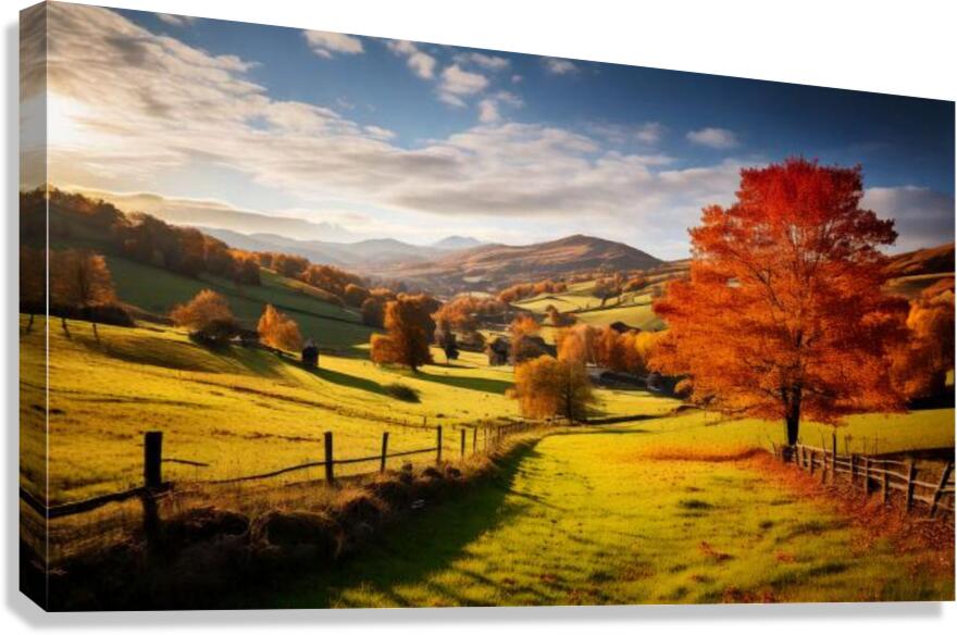 Stunning mural featuring an autumn landscape Canvas Print