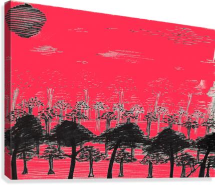 Trees vs sun red Canvas Print