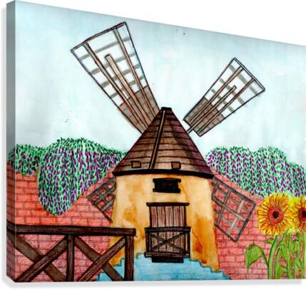  windmill -pacific & rustic landscape Canvas Print