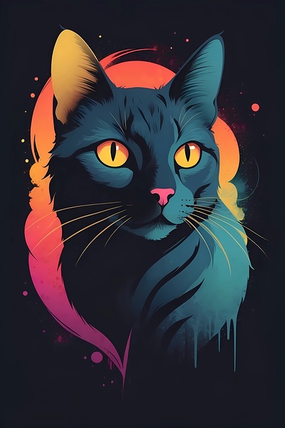 Beautiful black cat by aouami