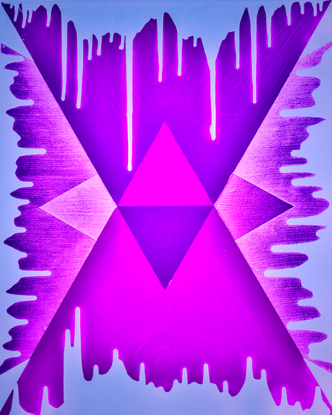 Drip Triangle Purple Blue White Print
