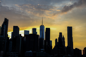Beautiful Manhattan downtown at sunset 