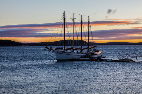 Bar Harbor morning view and docking Margaret Todd boat by MVP