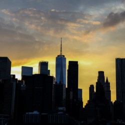 Beautiful Manhattan downtown at sunset 