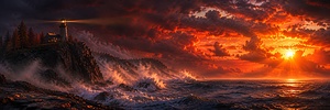 Dramatic Sunset Over Rocky Coast