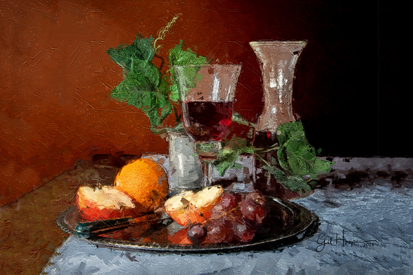 Fruit and Wine Painterly Print